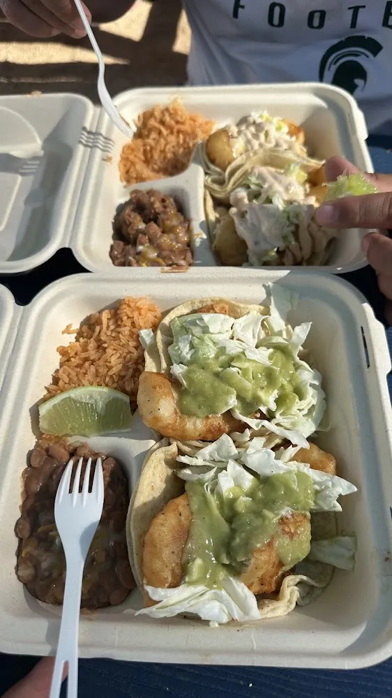 Zicatela Style Fish Tacos on the Bottom Shrimp Tacos on Top